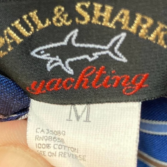 Paul & Shark Yachting Blue Striped Button Down Shirt Size Medium - Picture 3 of 4